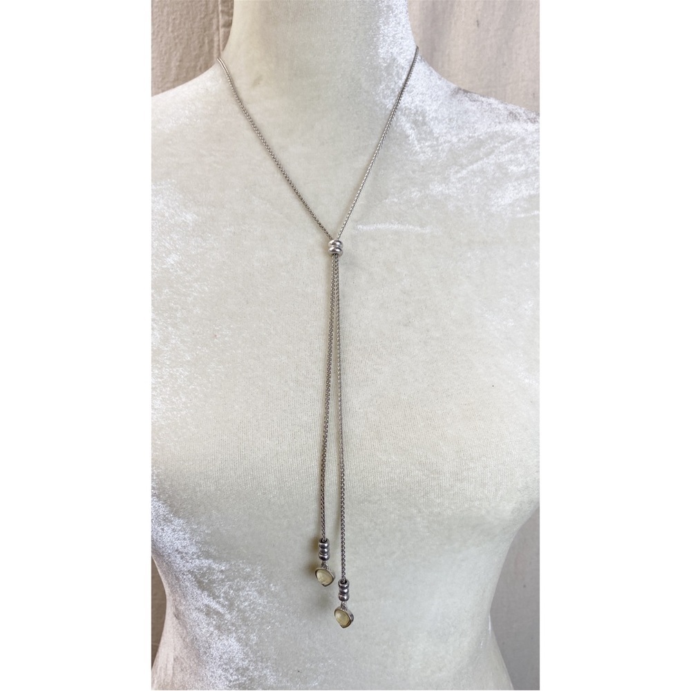 Lucky Brand Silver Lariat necklace with faux Mop